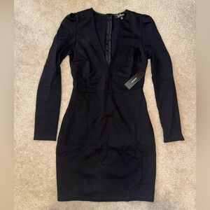 Lulu’s Black Stretchy Fit V-Neck Dress - Small